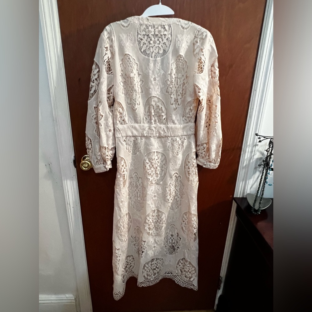 Romy Guipure Lace Midi Dress - Neutral